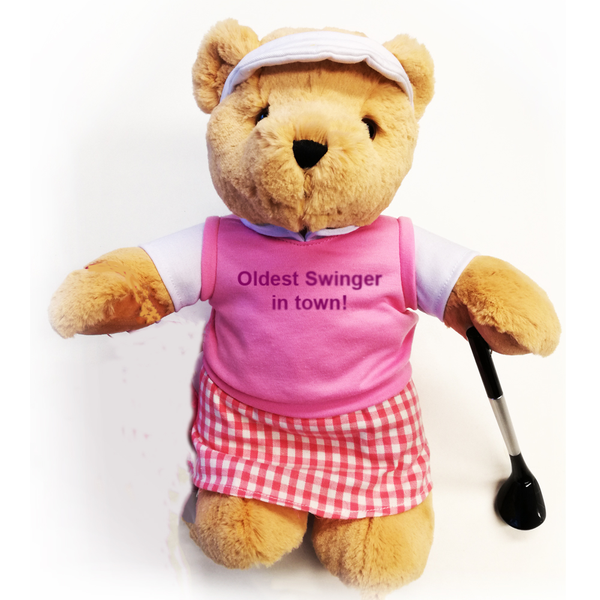 'Oldest Swinger in Town' Golfing Teddy Bear (girl)