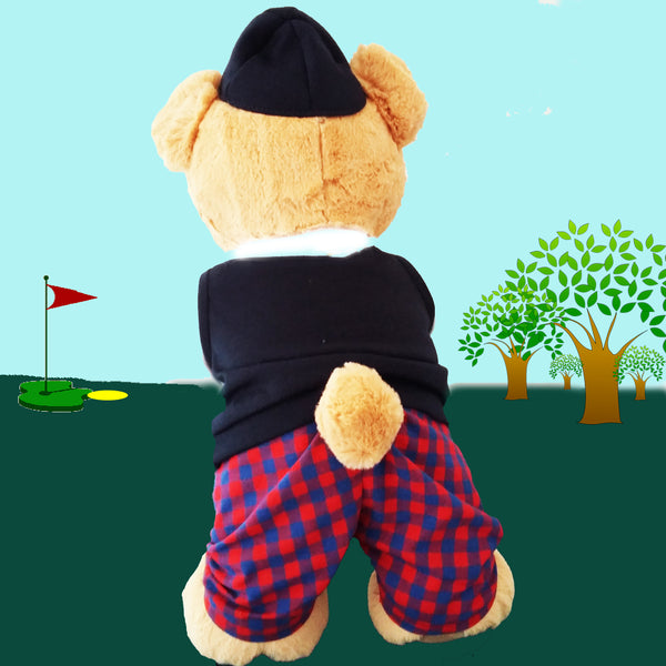 'Sorry you're under par - get well soon' golfing teddy bear (boy)